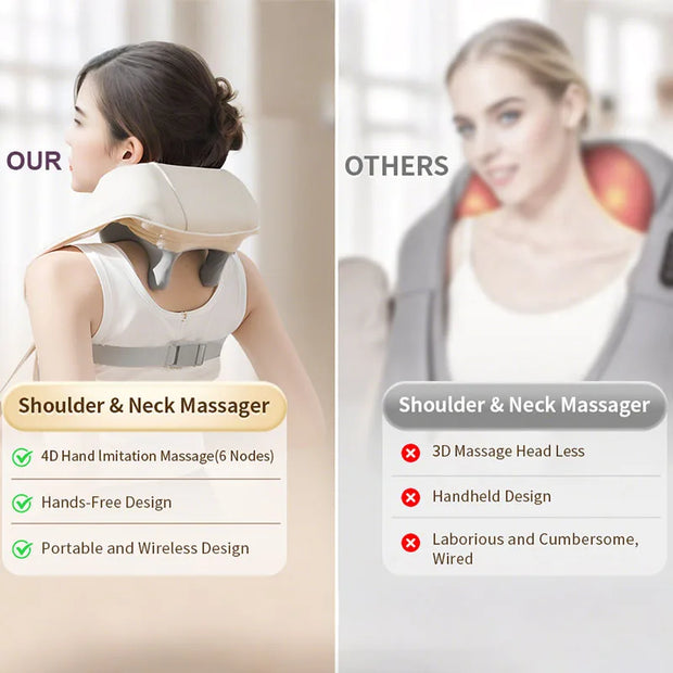 Brushless Massager Wireless Shoulder And Back Kneading Massage Shawl Neck masajeador