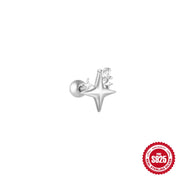 CANNER 1pc 925 Silver Horse Eye Stars Flower studs For Women 18K Gold Flat Head Threaded Puncture Ear Bone Ins Fine Jewelry
