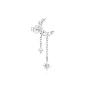 CANNER 1pc 925 Silver Horse Eye Stars Flower studs For Women 18K Gold Flat Head Threaded Puncture Ear Bone Ins Fine Jewelry