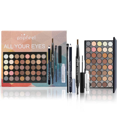 POPFEEL Eye Makeup Set, Eyeshadow Palette, Eyeliner, Mascara, Eyebrow Pencil, Makeup Tool Set Box, Gifts For Women