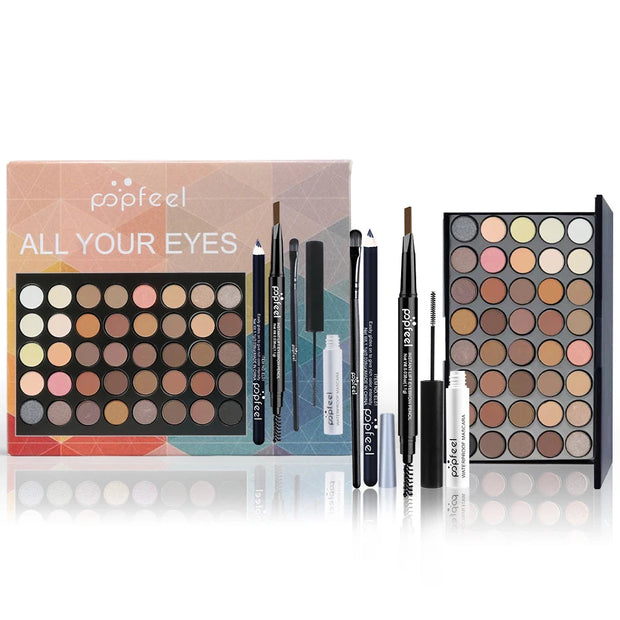 POPFEEL Eye Makeup Set, Eyeshadow Palette, Eyeliner, Mascara, Eyebrow Pencil, Makeup Tool Set Box, Gifts For Women