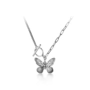 Real 925 Sterling Silver Retro Flying Butterfly Pendant Necklace for Women 2 Style Pendant Fine Jewelry 2020 Design