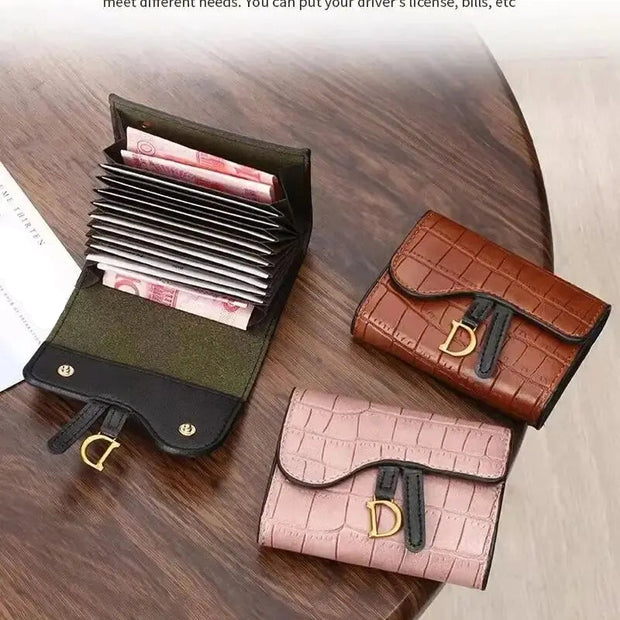 Women Luxury Card Holder Short Walet MiniPU Letter Wallet Multi Card Card Holder SmalMulti Functiona Clutch Bag