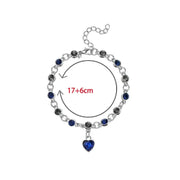 Women Silver Color Lucky Bracelet Female Blue Crystal Heart Charm Pulseras Bracelet Bridal Wedding Engagement Fine Jewelry Gift