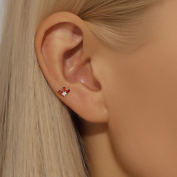 CANNER 1pc 925 Silver Horse Eye Stars Flower studs For Women 18K Gold Flat Head Threaded Puncture Ear Bone Ins Fine Jewelry