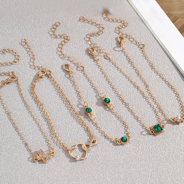 Vintage-Inspired Bracelet Set with Sparkling Rhinestones - Infinity & Geometric Designs, Perfect for Casual Attire or Gifti