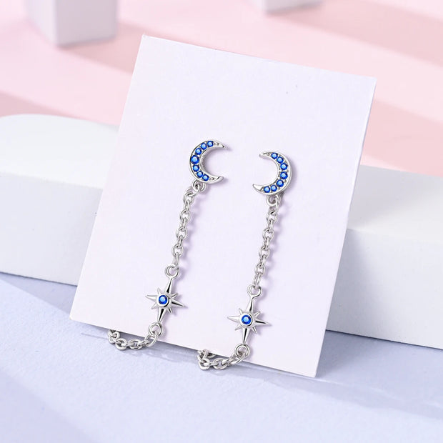 Geometry Hoop Earrings Original 925 Silver Star Moon Circle U-shape Earrings For Women Love Heart Fine Jewelry Wedding Gift