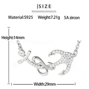 THUE High Quality Unisex 925 Silver Anchor Necklace For Men Women Hip Hop Jewelry Gifts