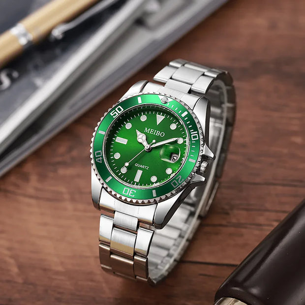 Stainless Steel Watch Men's European and American Business Leisure Quartz Watch Waterproof Outdoor Sports Watch