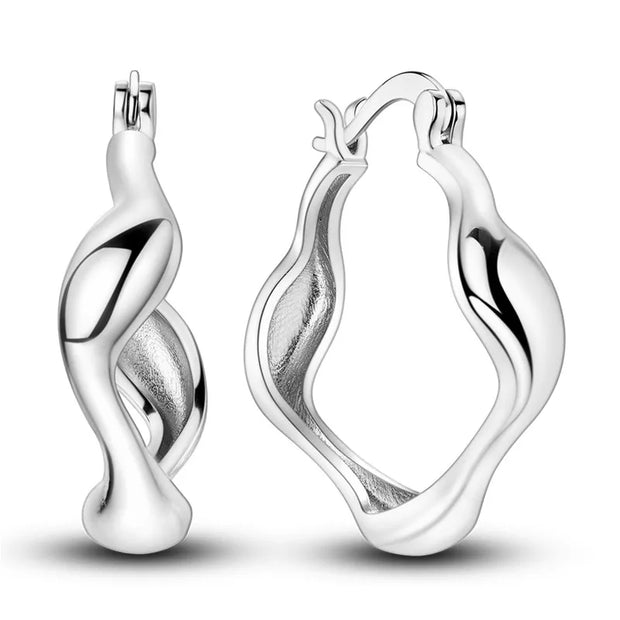 Geometry Hoop Earrings Original 925 Silver Star Moon Circle U-shape Earrings For Women Love Heart Fine Jewelry Wedding Gift