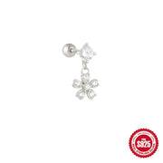 CANNER 1pc 925 Silver Horse Eye Stars Flower studs For Women 18K Gold Flat Head Threaded Puncture Ear Bone Ins Fine Jewelry