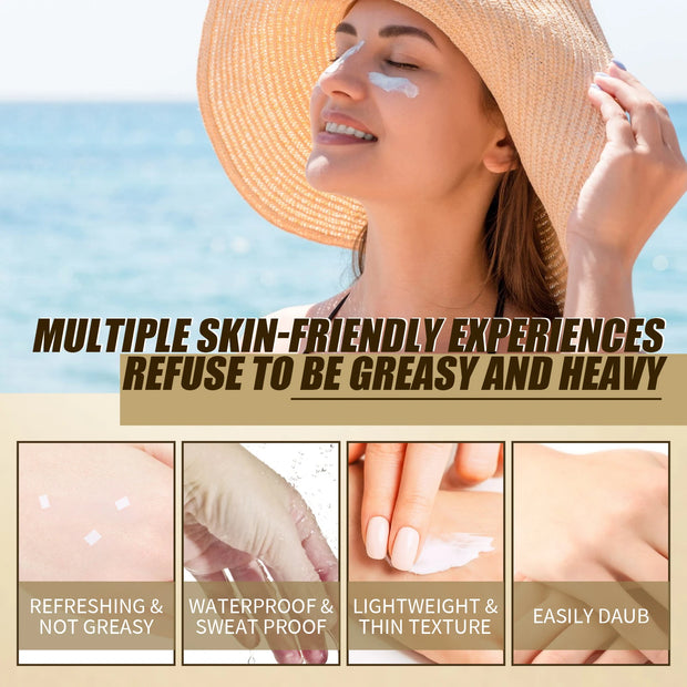 Rice Sunscreen Cream Spf 50+ UV Isolation Lasting Moisturizing Waterproof Sweatproof Oil Control Refreshing Sun Block Cream