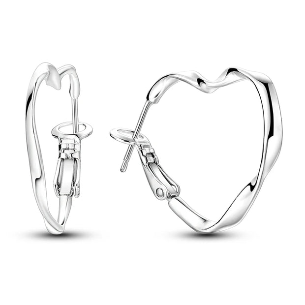 Geometry Hoop Earrings Original 925 Silver Star Moon Circle U-shape Earrings For Women Love Heart Fine Jewelry Wedding Gift