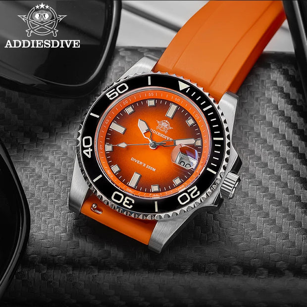 ADDIESDIVE 41mm Top Brand Sports Diver Watch Ceramic Bezel Colorful Dial  AD2089 Reloj Hombre 200m Waterproof NEW Quartz Watches