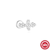 CANNER 1pc 925 Silver Horse Eye Stars Flower studs For Women 18K Gold Flat Head Threaded Puncture Ear Bone Ins Fine Jewelry