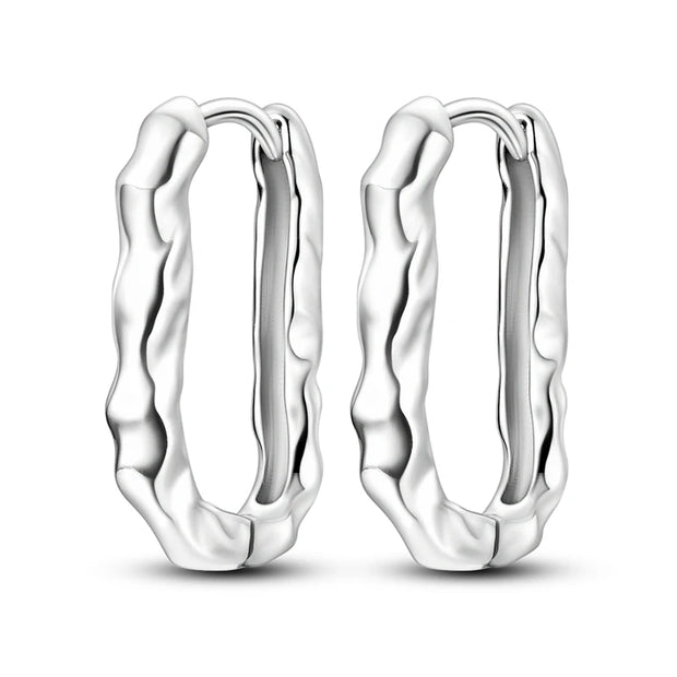 Geometry Hoop Earrings Original 925 Silver Star Moon Circle U-shape Earrings For Women Love Heart Fine Jewelry Wedding Gift