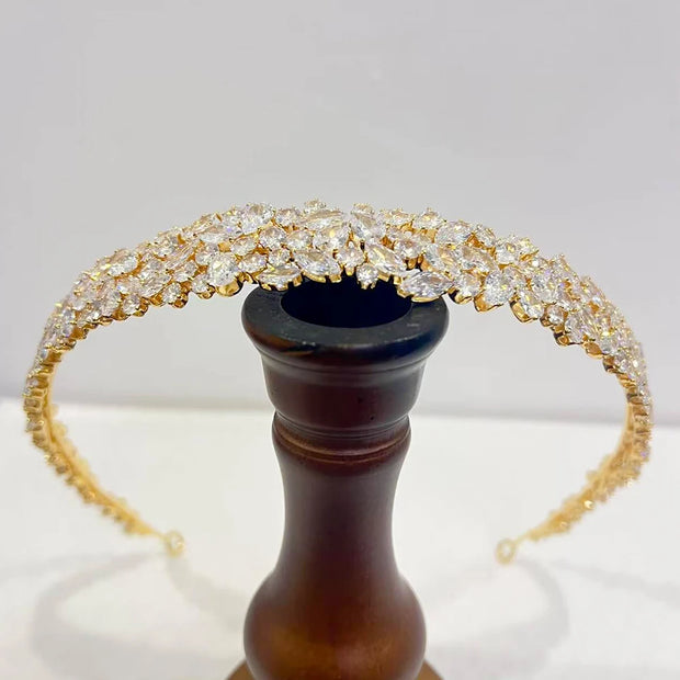 Luxury CZ Headbands Silver Color Bridal Crowns Elegant Headwear Wedding Hair Accessories Party Jewelry Bridesmaid Gift