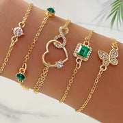 Vintage-Inspired Bracelet Set with Sparkling Rhinestones - Infinity & Geometric Designs, Perfect for Casual Attire or Gifti