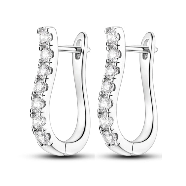 Geometry Hoop Earrings Original 925 Silver Star Moon Circle U-shape Earrings For Women Love Heart Fine Jewelry Wedding Gift