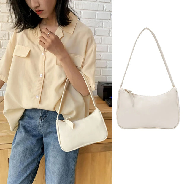 Retro Forearm Bag Women's Bow Handbag PU Leather Bag For Outdoor shopping