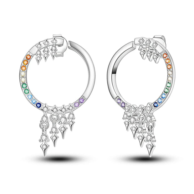 Geometry Hoop Earrings Original 925 Silver Star Moon Circle U-shape Earrings For Women Love Heart Fine Jewelry Wedding Gift