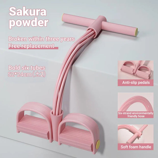 6-Tube Resistance Band Multi Function Tension Rope  6-Tube Elastic Yoga Pedal Puller For Sports Exercises At Gym