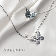 Real 925 Sterling Silver Retro Flying Butterfly Pendant Necklace for Women 2 Style Pendant Fine Jewelry 2020 Design