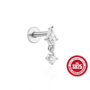 CANNER 1pc 925 Silver Horse Eye Stars Flower studs For Women 18K Gold Flat Head Threaded Puncture Ear Bone Ins Fine Jewelry