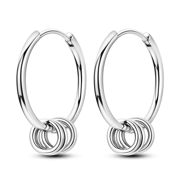 Geometry Hoop Earrings Original 925 Silver Star Moon Circle U-shape Earrings For Women Love Heart Fine Jewelry Wedding Gift