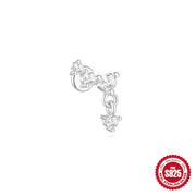 CANNER 1pc 925 Silver Horse Eye Stars Flower studs For Women 18K Gold Flat Head Threaded Puncture Ear Bone Ins Fine Jewelry