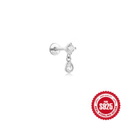 CANNER 1pc 925 Silver Horse Eye Stars Flower studs For Women 18K Gold Flat Head Threaded Puncture Ear Bone Ins Fine Jewelry