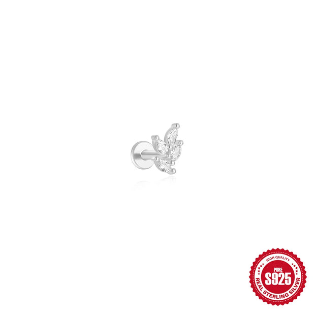 CANNER 1pc 925 Silver Horse Eye Stars Flower studs For Women 18K Gold Flat Head Threaded Puncture Ear Bone Ins Fine Jewelry