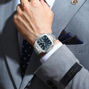 POEDAGAR Luxury Square Fashion Man Wristwatch Waterproof Luminous Date Week Quartz Men's Watches Stainless Steel Men Watch Reloj
