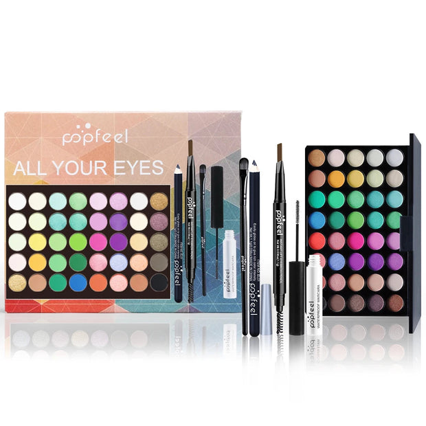 POPFEEL Eye Makeup Set, Eyeshadow Palette, Eyeliner, Mascara, Eyebrow Pencil, Makeup Tool Set Box, Gifts For Women