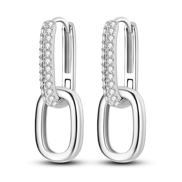 Geometry Hoop Earrings Original 925 Silver Star Moon Circle U-shape Earrings For Women Love Heart Fine Jewelry Wedding Gift
