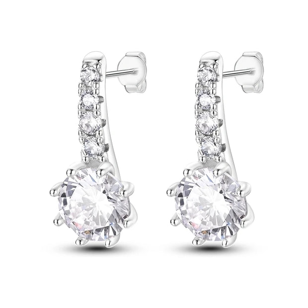 Geometry Hoop Earrings Original 925 Silver Star Moon Circle U-shape Earrings For Women Love Heart Fine Jewelry Wedding Gift