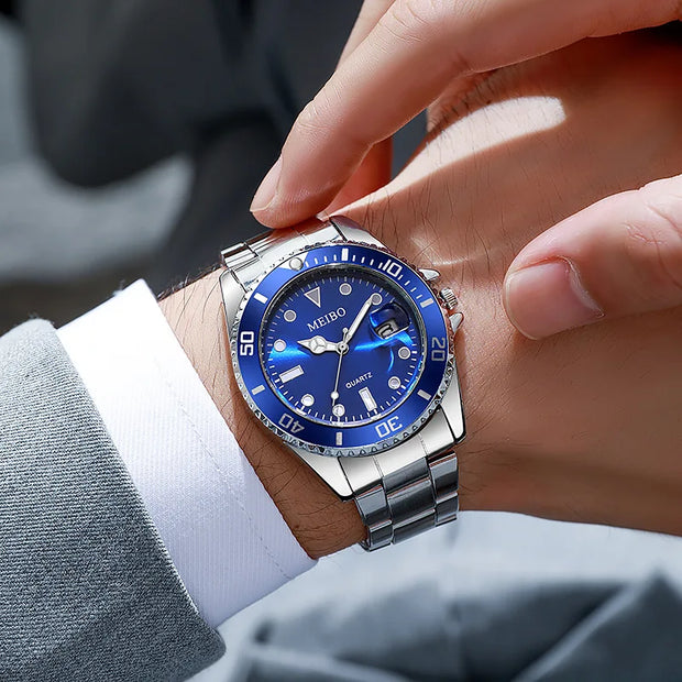 Stainless Steel Watch Men's European and American Business Leisure Quartz Watch Waterproof Outdoor Sports Watch