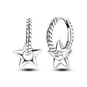 Geometry Hoop Earrings Original 925 Silver Star Moon Circle U-shape Earrings For Women Love Heart Fine Jewelry Wedding Gift