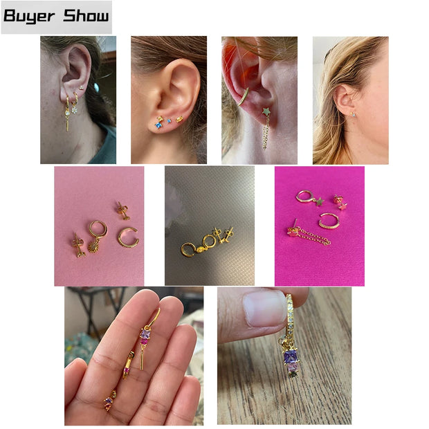 Multible Earring Jewelry Sets Earring for Women Fashion Casual Earrings Jewelry Circle Star Flower Geometry Piercing Earing