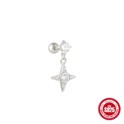 CANNER 1pc 925 Silver Horse Eye Stars Flower studs For Women 18K Gold Flat Head Threaded Puncture Ear Bone Ins Fine Jewelry