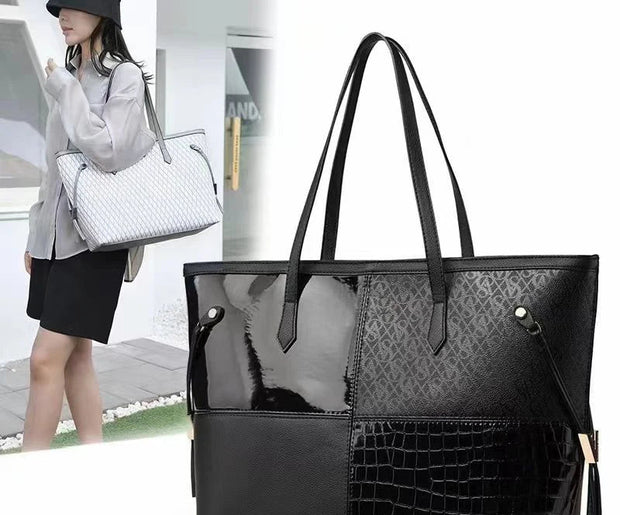 Pink Striped Tote Bag Women's Large Capacity Fashion Shoulder Bag Travel Portable Shopping Bag Casual Canvas Bag Handbag