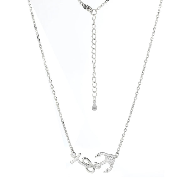 THUE High Quality Unisex 925 Silver Anchor Necklace For Men Women Hip Hop Jewelry Gifts