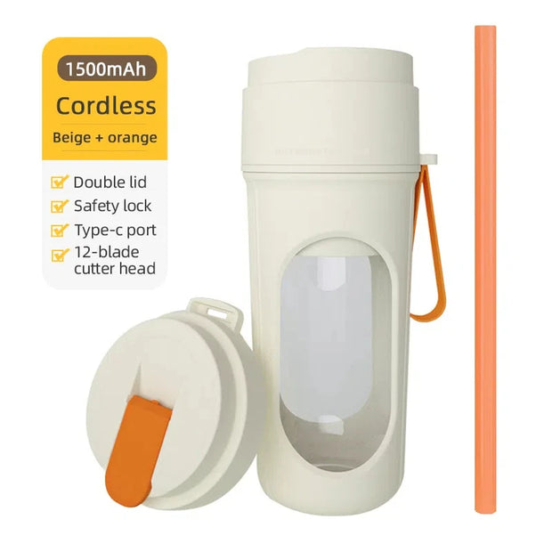 Portable Juicer Blender 400ml Electric Fruit Juicer USB Charging Lemon Orange Fruit Juicing Cup Smoothie Blender Machine 2cups