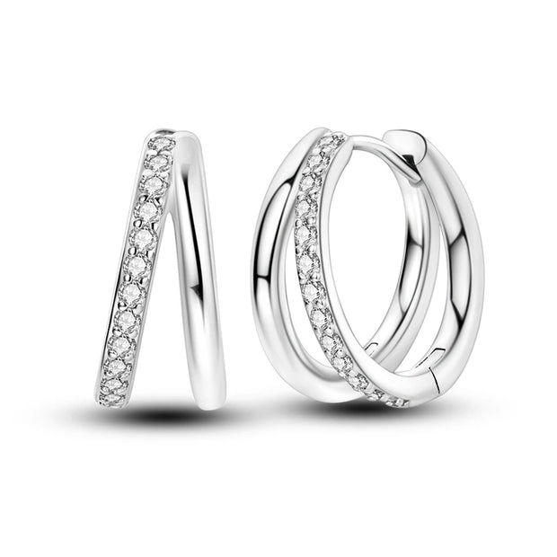 Geometry Hoop Earrings Original 925 Silver Star Moon Circle U-shape Earrings For Women Love Heart Fine Jewelry Wedding Gift