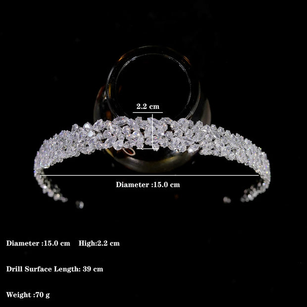 Luxury CZ Headbands Silver Color Bridal Crowns Elegant Headwear Wedding Hair Accessories Party Jewelry Bridesmaid Gift