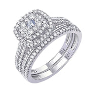 Newshe 2Pcs Wedding Rings for Women Solid 925 Sterling Silver Engagement Ring Bridal Set 1.6Ct Halo Round Cut AAAAA Zircon