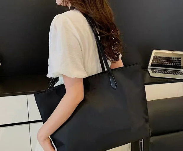 Pink Striped Tote Bag Women's Large Capacity Fashion Shoulder Bag Travel Portable Shopping Bag Casual Canvas Bag Handbag