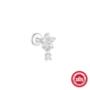 CANNER 1pc 925 Silver Horse Eye Stars Flower studs For Women 18K Gold Flat Head Threaded Puncture Ear Bone Ins Fine Jewelry