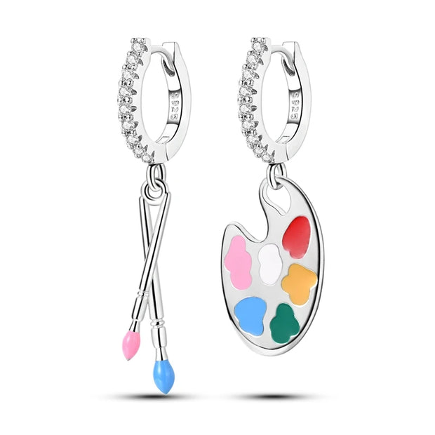 Geometry Hoop Earrings Original 925 Silver Star Moon Circle U-shape Earrings For Women Love Heart Fine Jewelry Wedding Gift