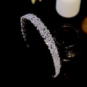 Luxury CZ Headbands Silver Color Bridal Crowns Elegant Headwear Wedding Hair Accessories Party Jewelry Bridesmaid Gift
